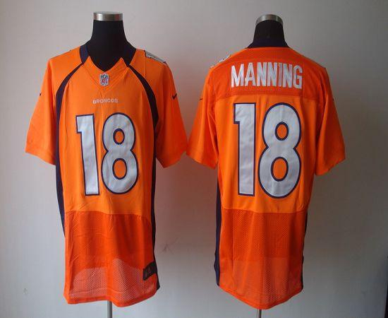 Nike Broncos #18 Peyton Manning Orange Team Color Men's Stitched NFL Elite Jersey - Click Image to Close